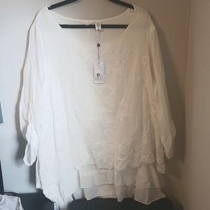 Flowy White Embroidered Tunic